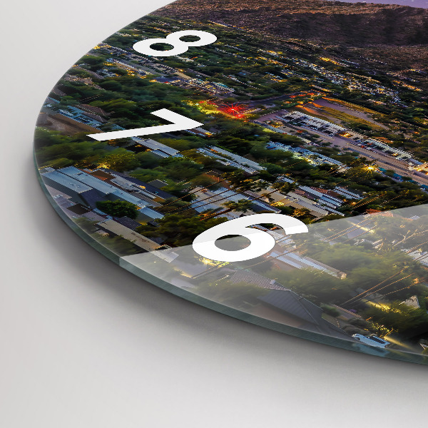 Ceas rotund de perete din sticlă Peisaj montan