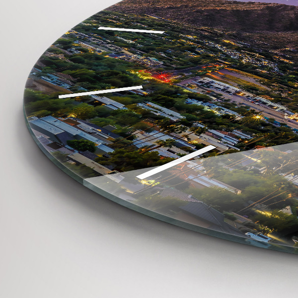 Ceas rotund de perete din sticlă Peisaj montan