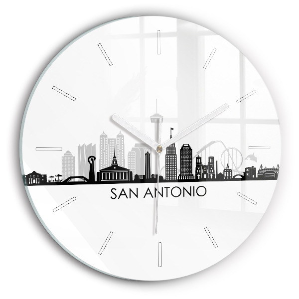 Ceas rotund de perete din sticlă Orașul San Antonio Texas