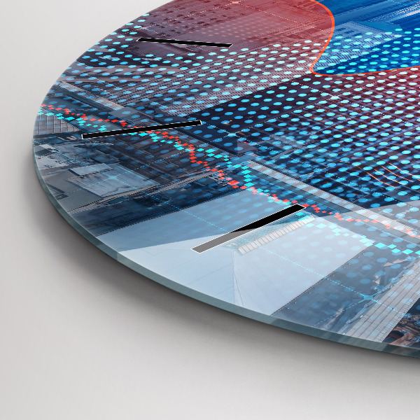 Ceas rotund de perete din sticlă Zgârie-nori din Philadelphia