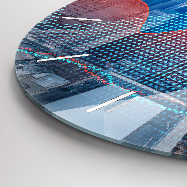 Ceas rotund de perete din sticlă Zgârie-nori din Philadelphia