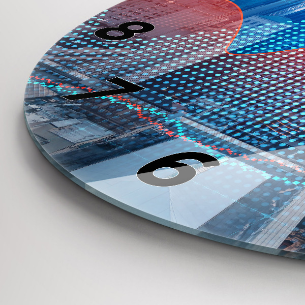 Ceas rotund de perete din sticlă Zgârie-nori din Philadelphia