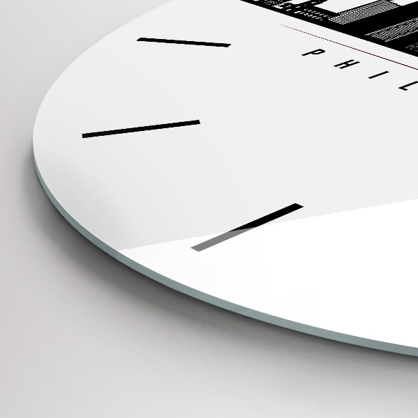 Ceas rotund de perete din sticlă ilustrație Philadelphia