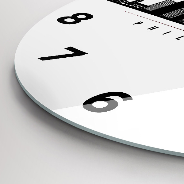 Ceas rotund de perete din sticlă ilustrație Philadelphia