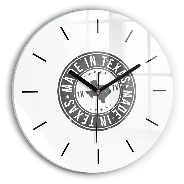 Ceas rotund de perete din sticlă ștampila Texas