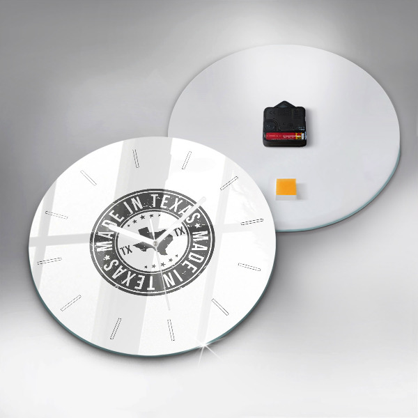 Ceas rotund de perete din sticlă ștampila Texas
