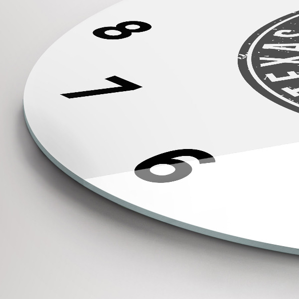 Ceas rotund de perete din sticlă ștampila Texas