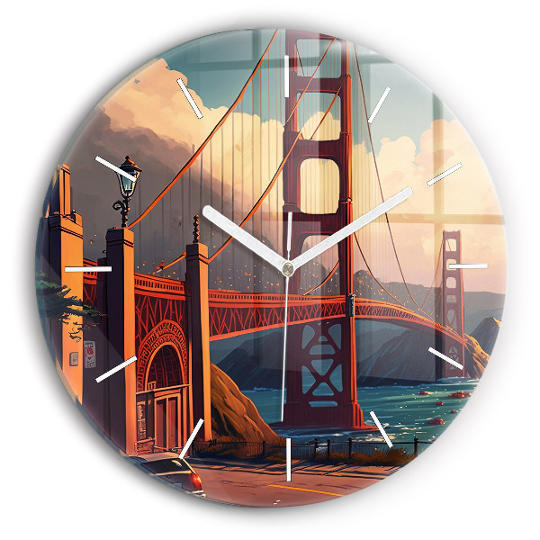 Ceas rotund de perete din sticlă Pod din San Francisco