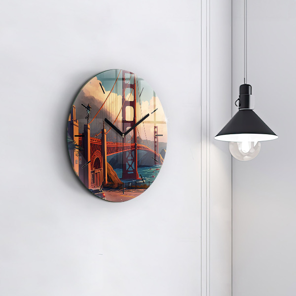 Ceas rotund de perete din sticlă Pod din San Francisco
