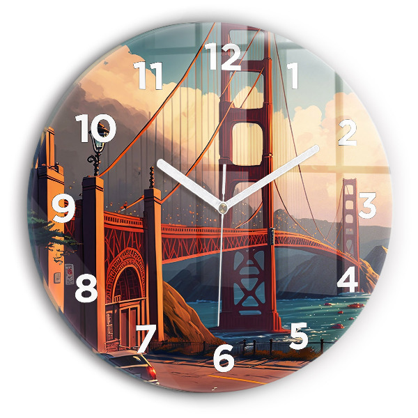 Ceas rotund de perete din sticlă Pod din San Francisco