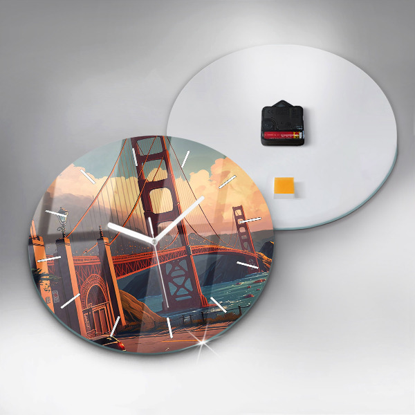 Ceas rotund de perete din sticlă Pod din San Francisco