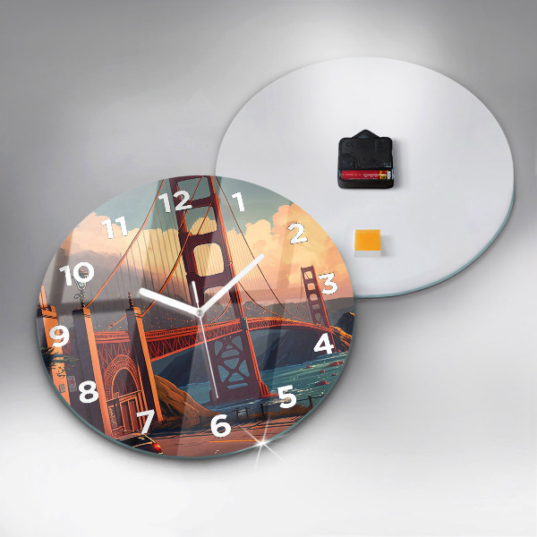 Ceas rotund de perete din sticlă Pod din San Francisco