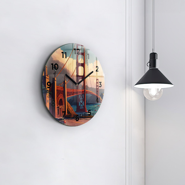 Ceas rotund de perete din sticlă Pod din San Francisco