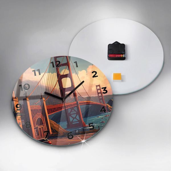 Ceas rotund de perete din sticlă Pod din San Francisco