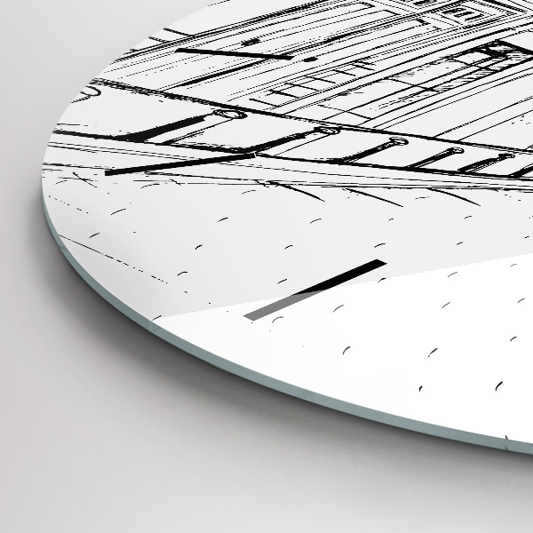 Ceas rotund de perete din sticlă Desen al orașului Provence