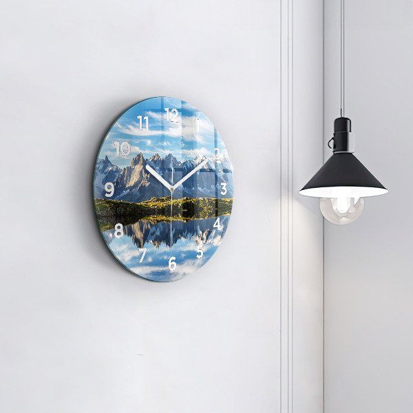Ceas rotund de perete din sticlă Valea Chamonix, Alpi