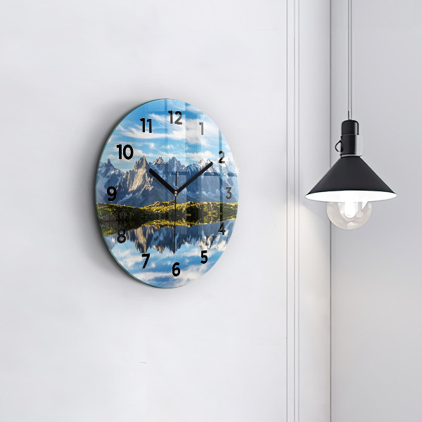 Ceas rotund de perete din sticlă Valea Chamonix, Alpi