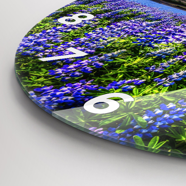 Ceas rotund de perete din sticlă Vedere asupra munților din Islanda