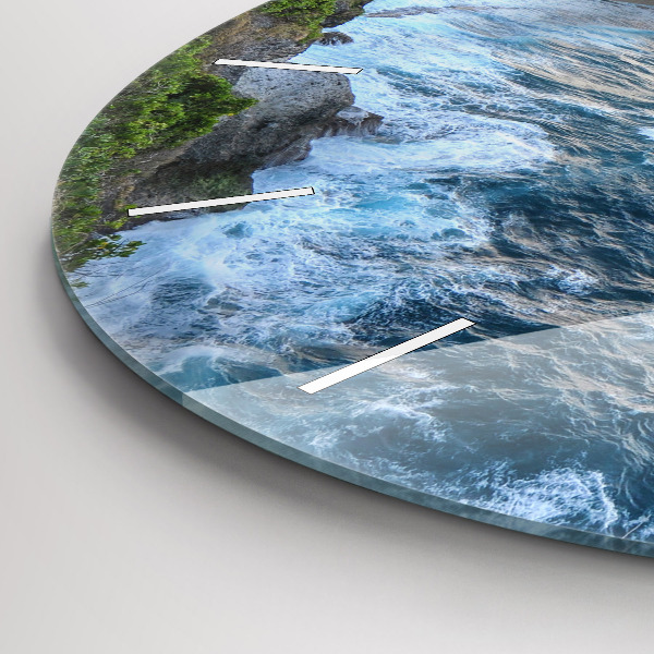 Ceas rotund de perete din sticlă Coasta Oceanului