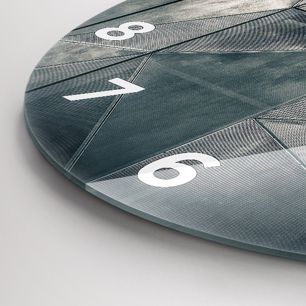 Ceas rotund de perete din sticlă Triunghiuri abstracte metalice