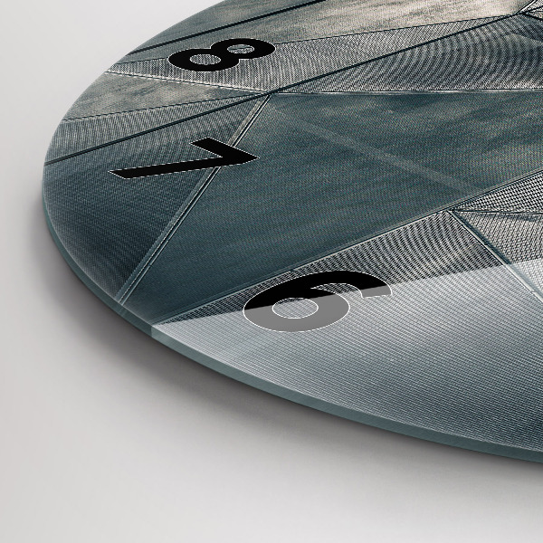 Ceas rotund de perete din sticlă Triunghiuri abstracte metalice