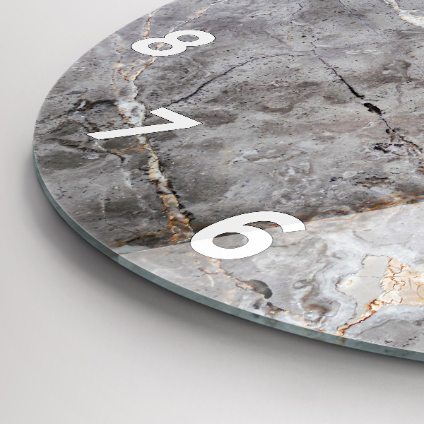 Ceas rotund de perete din sticlă Marmură de granit gri