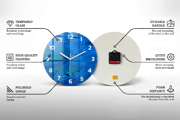 Ceas rotund de perete din sticlă Marmură de granit gri