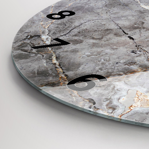 Ceas rotund de perete din sticlă Marmură de granit gri