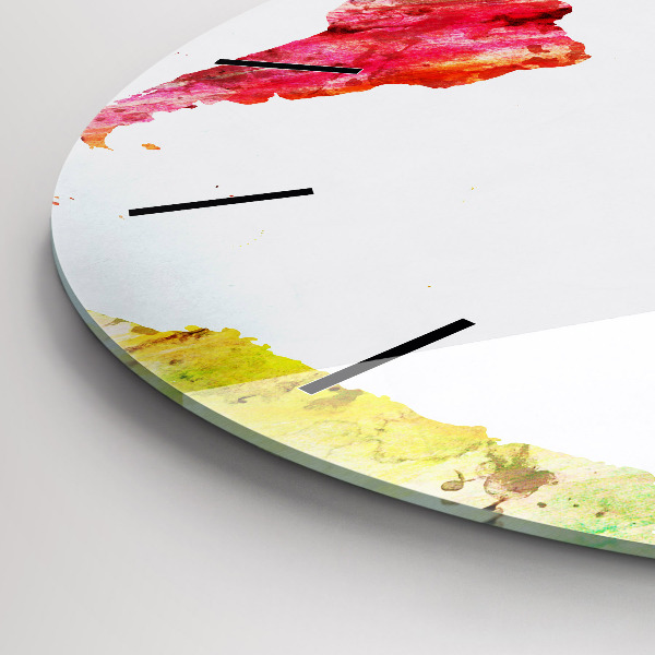 Ceas rotund de perete din sticlă Harta lumii acuarela