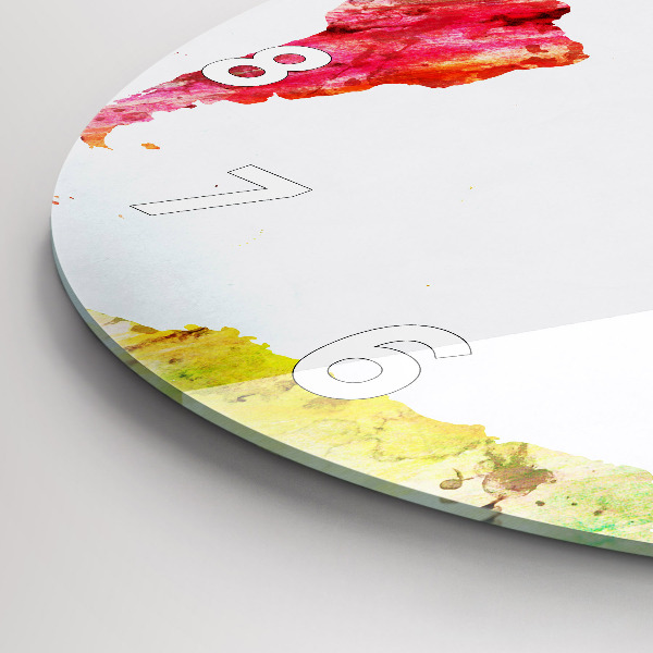 Ceas rotund de perete din sticlă Harta lumii acuarela