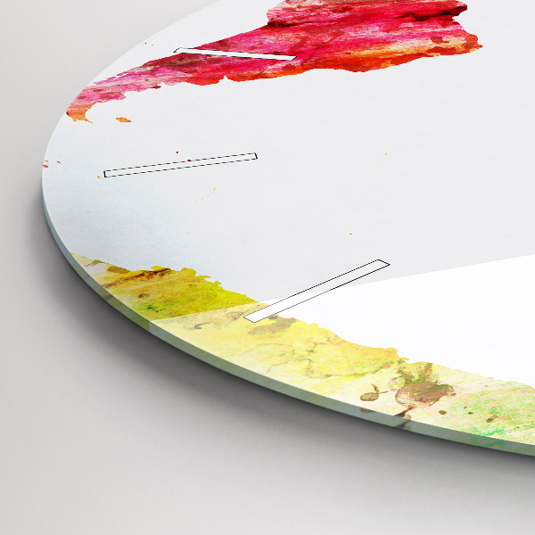 Ceas rotund de perete din sticlă Harta lumii acuarela