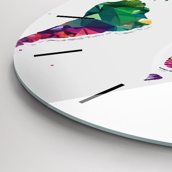 Ceas rotund de perete din sticlă Harta lumii triunghiuri