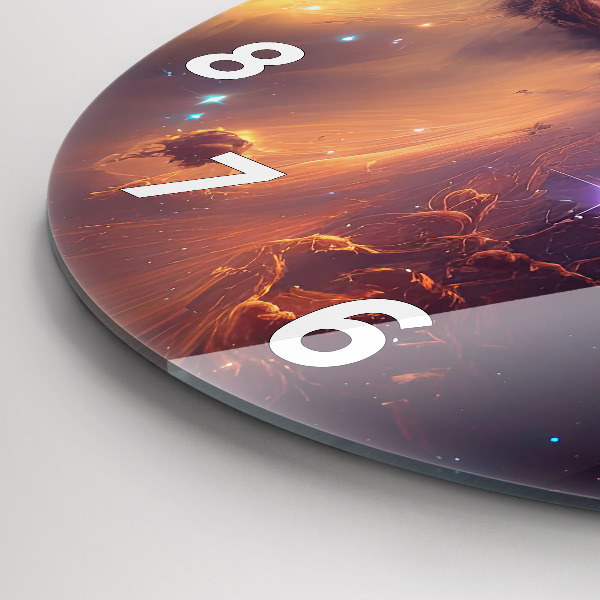 Ceas rotund de perete din sticlă Lumea cosmică a stelelor