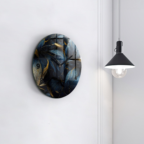 Ceas rotund de perete din sticlă Flori decorative