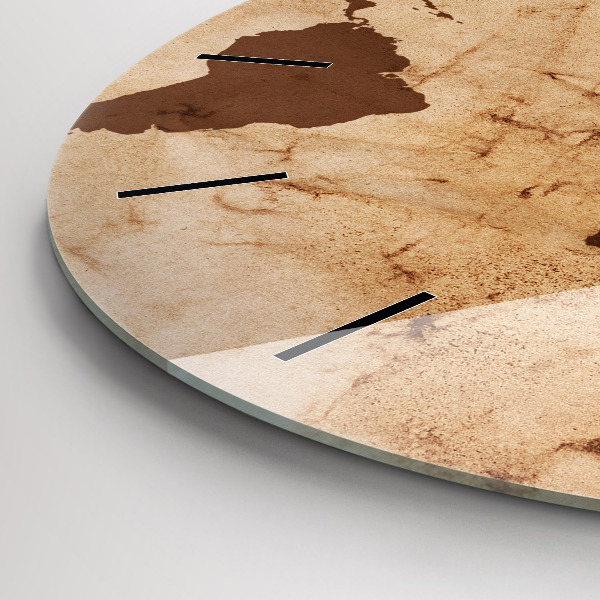 Ceas rotund de perete din sticlă Harta lumii vintage