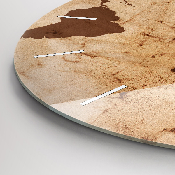 Ceas rotund de perete din sticlă Harta lumii vintage