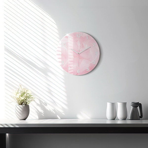 Ceas rotund de perete din sticlă Pene – abstracție