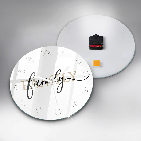 Ceas rotund de perete din sticlă Inscripția familiei