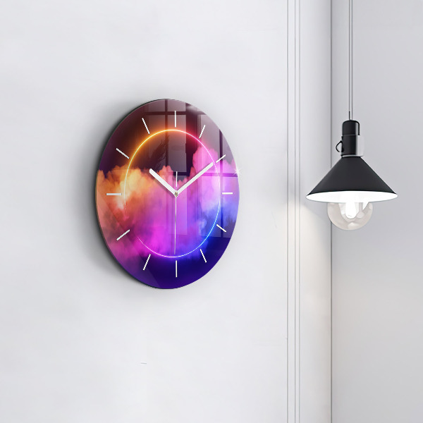 Ceas rotund de perete din sticlă Abstracția fumului 3D