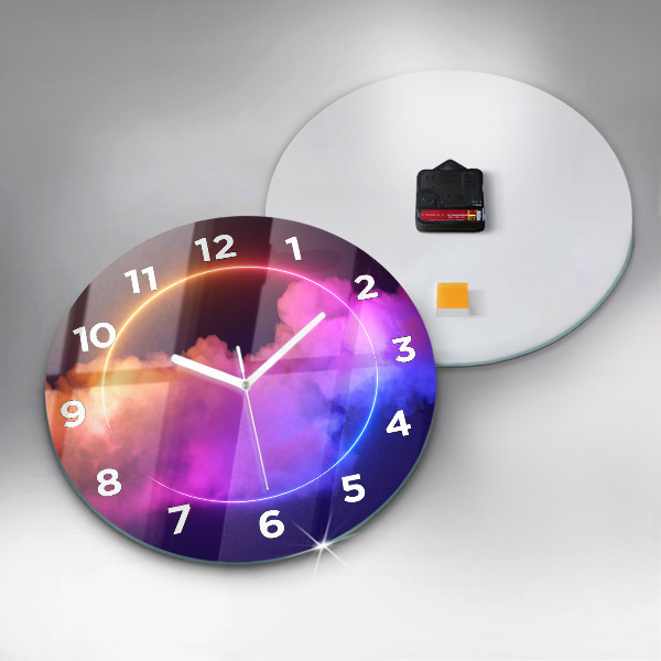 Ceas rotund de perete din sticlă Abstracția fumului 3D