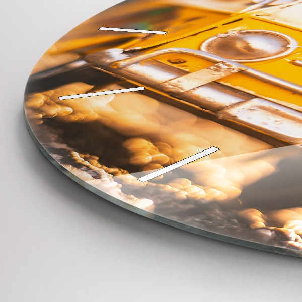 Ceas rotund de perete din sticlă Masina in vacanta