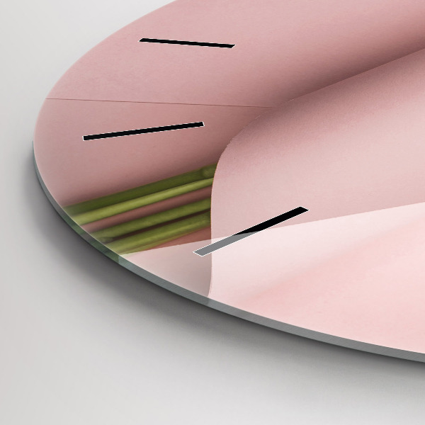 Ceas rotund de perete din sticlă Buchet de flori de lalele