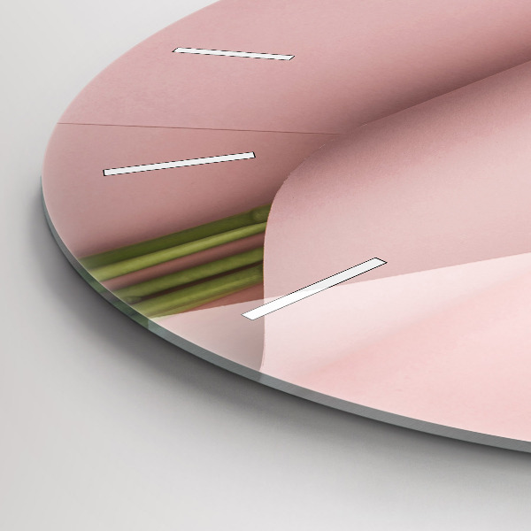 Ceas rotund de perete din sticlă Buchet de flori de lalele