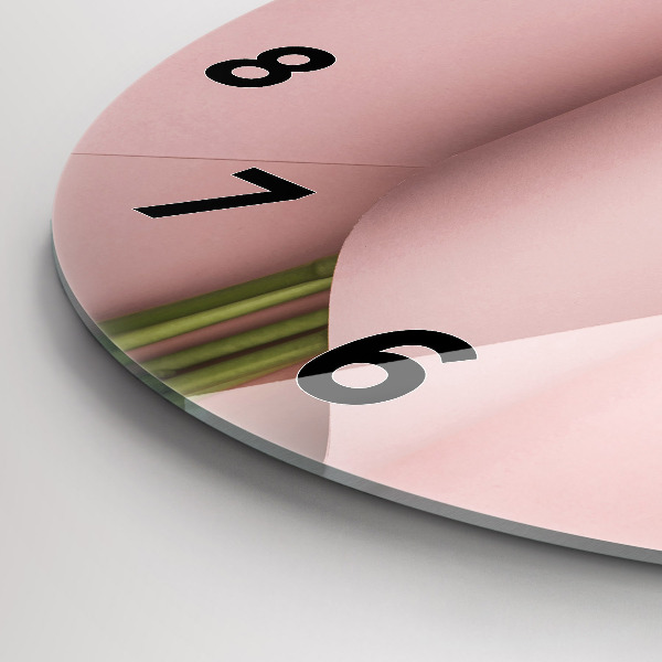 Ceas rotund de perete din sticlă Buchet de flori de lalele