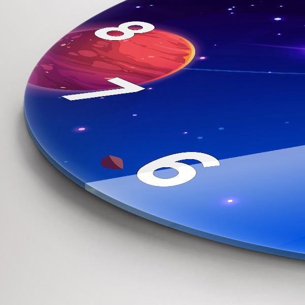 Ceas rotund de perete din sticlă Planete galaxie