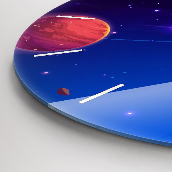 Ceas rotund de perete din sticlă Planete galaxie