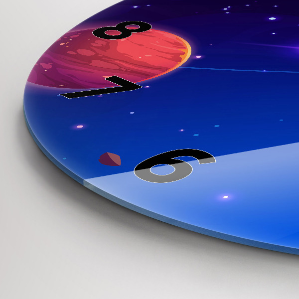 Ceas rotund de perete din sticlă Planete galaxie