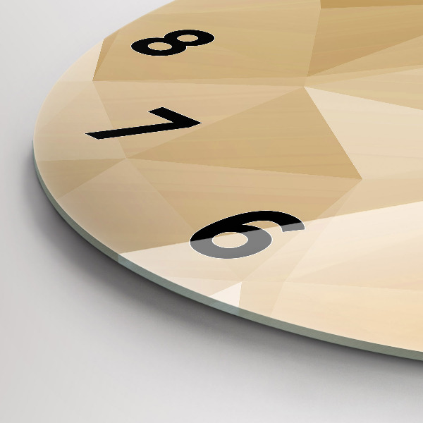 Ceas rotund de perete din sticlă Abstracția triunghiurilor