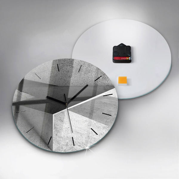 Ceas rotund de perete din sticlă Triunghiuri abstracte
