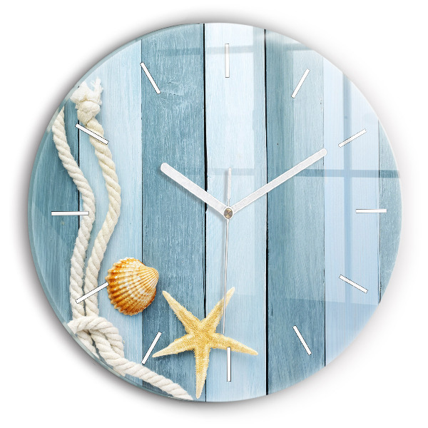 Ceas rotund de perete din sticlă Scânduri în dungi și un papion